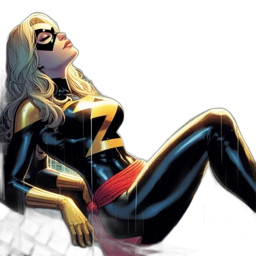 comic book art, concept art, cartoon, neon lights, female, superhero, black, gold transparent PNG cut-out