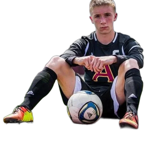 shoes, animal, photorealistic, soccer, player, black, uniform, sits transparent PNG cut-out