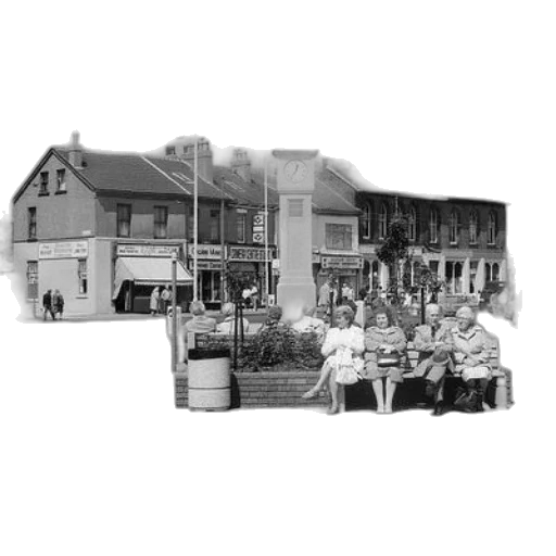 staff, building, car, crown, photorealistic, city street, black, white transparent PNG cut-out