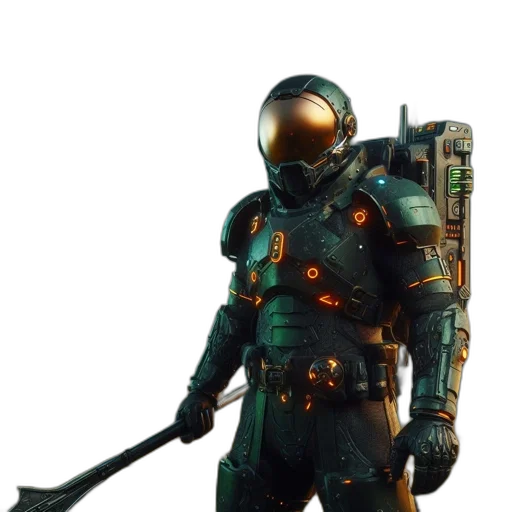 sword, robot, weapon, staff, concept art, cyberpunk, 3d render, fantasy art transparent PNG cut-out