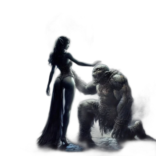 creature, animal, concept art, fantasy art, comic book art, photorealistic, forest, fog transparent PNG cut-out