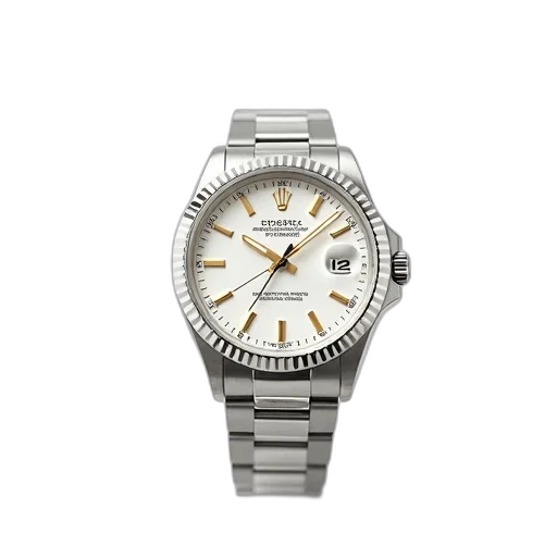 jewelry, silver, wristwatch, white, dial, gold, accents, displayed transparent PNG cut-out