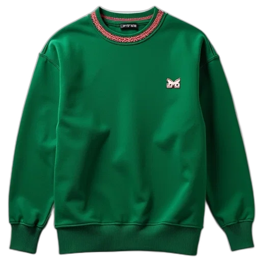 jacket, green, ribbed, crew, neck, sweatshirt, small, white transparent PNG cut-out