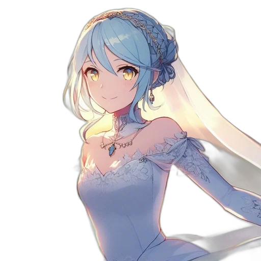 dress, crown, staff, flower, anime, concept art, pixel art, fantasy art transparent PNG cut-out