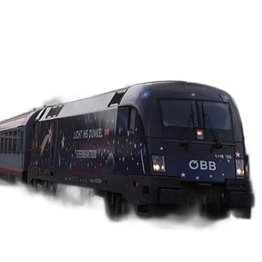 concept art, 3d render, train, space-themed, design, featuring, text, licht transparent PNG cut-out