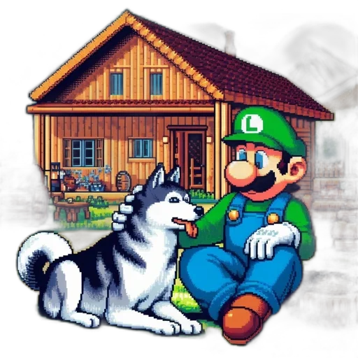 animal, furniture, building, staff, pixel art, concept art, fantasy art, 3d render transparent PNG cut-out