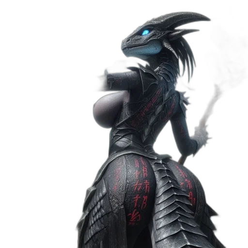 dragon, dress, robot, mask, concept art, fantasy art, cyberpunk, comic book art transparent PNG cut-out