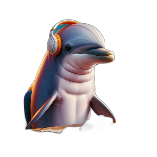 animal, creature, staff, vaporwave, 3d render, concept art, pixel art, dolphin transparent PNG cut-out