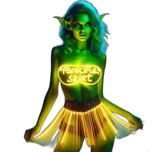 dress, concept art, fantasy art, pixel art, 3d render, neon lights, neon, green transparent PNG cut-out