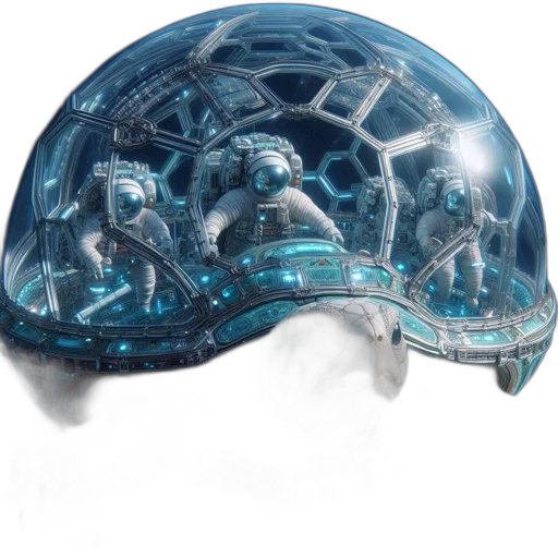mask, crown, hat, concept art, cyberpunk, 3d render, outer space, underwater transparent PNG cut-out