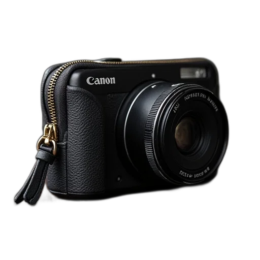 weapon, photorealistic, canon, powershot, gx100, zip, pouch transparent PNG cut-out