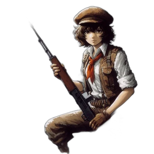 staff, weapon, hat, jacket, pixel art, concept art, fantasy art, comic book art transparent PNG cut-out