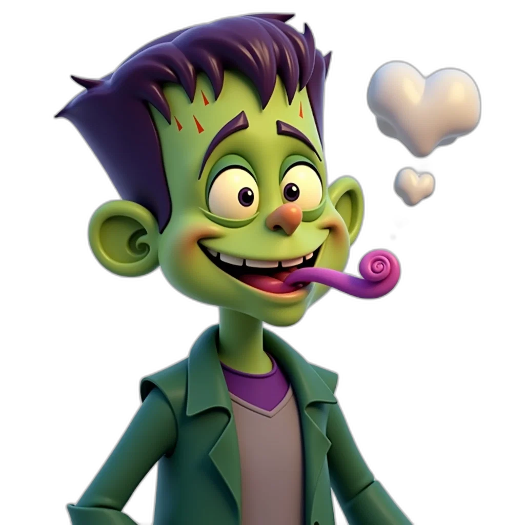 staff, creature, jacket, 3d render, concept art, cartoon, photorealistic, green transparent PNG cut-out