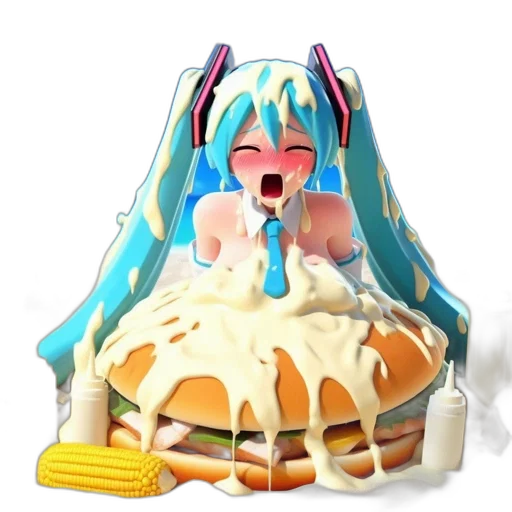 food, creature, dress, animal, 3d render, concept art, anime, vaporwave transparent PNG cut-out