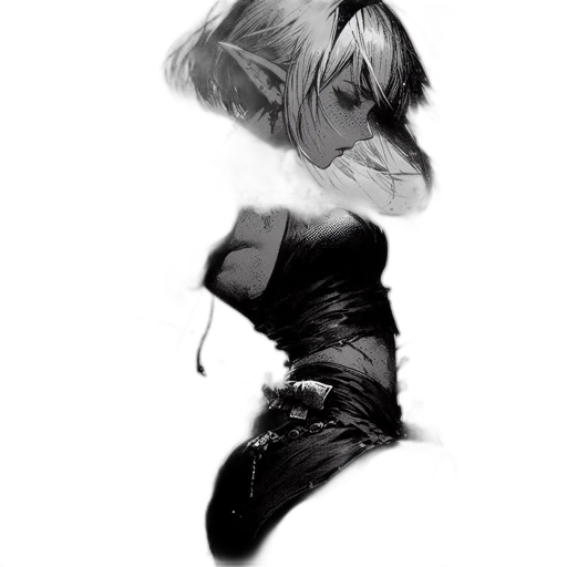 dress, hair, mask, face, photorealistic, concept art, pencil sketch, comic book art transparent PNG cut-out