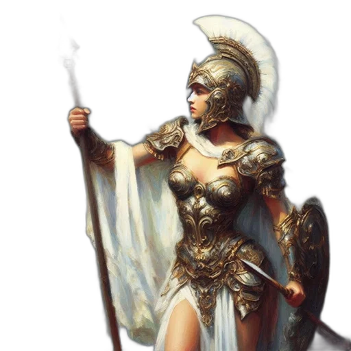 sword, fantasy art, concept art, comic book art, photorealistic, golden, female, warrior transparent PNG cut-out