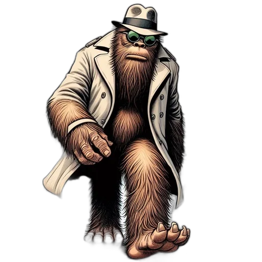 animal, creature, staff, concept art, comic book art, large, anthropomorphic, bigfoot-like transparent PNG cut-out