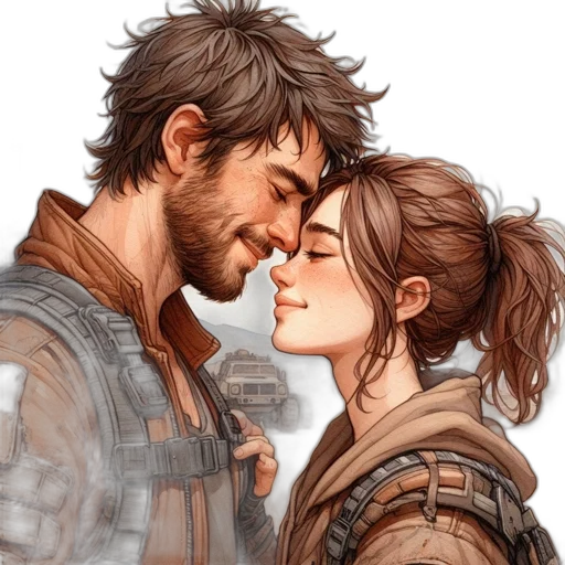 fantasy art, concept art, watercolor, photorealistic, fire, earth tones, two, individuals transparent PNG cut-out