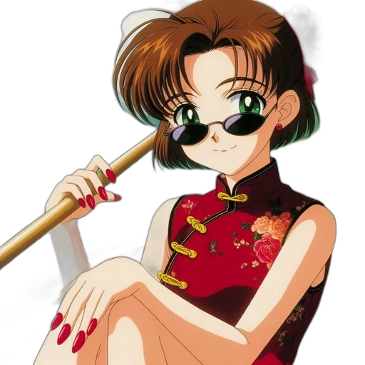 staff, weapon, dress, anime, vaporwave, cartoon, pixel art, red transparent PNG cut-out