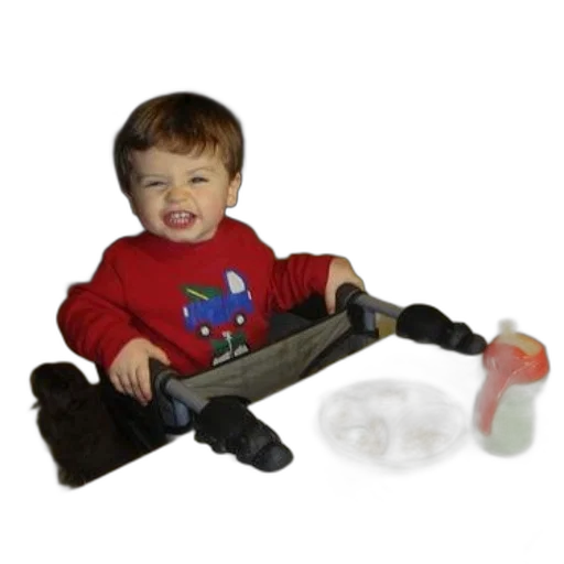 shoes, furniture, weapon, young, child, red, sweater, sits transparent PNG cut-out