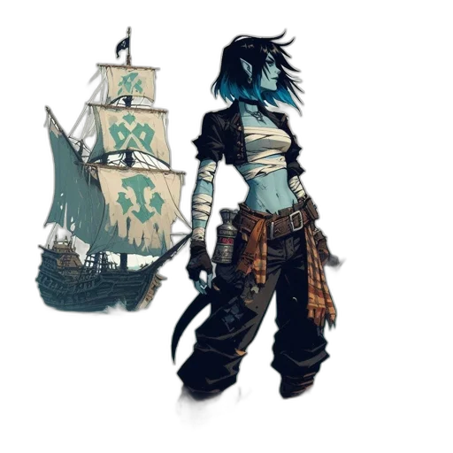 fantasy art, concept art, comic book art, pixel art, blue, dark, monochrome, green transparent PNG cut-out
