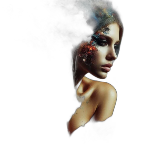 mask, face, jewelry, photorealistic, fantasy art, concept art, 3d render, outer space transparent PNG cut-out