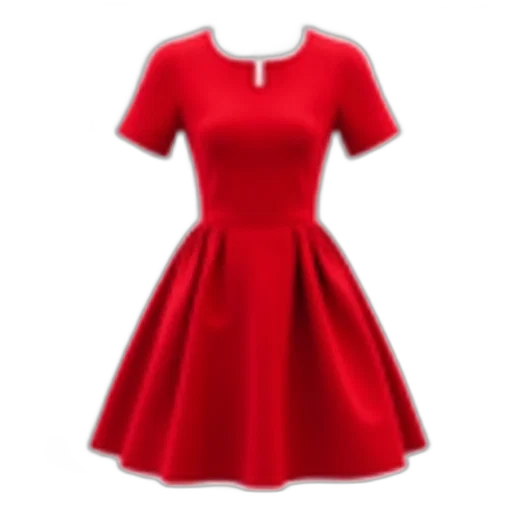 dress, 3d render, red, round, neckline, short, sleeves, displayed transparent PNG cut-out