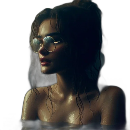 face, jacket, photorealistic, concept art, oil painting, cyberpunk, underwater, neon lights transparent PNG cut-out