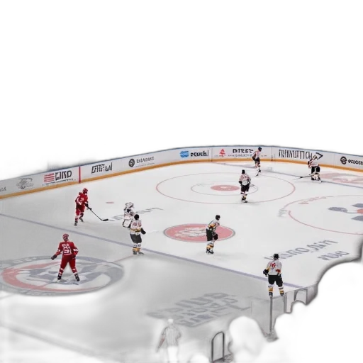 crowded, hockey, arena, game, progress, ice, surface, marked transparent PNG cut-out