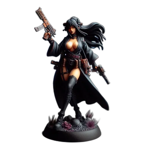 concept art, fantasy art, pixel art, 3d render, dark, detailed, figurine, woman transparent PNG cut-out