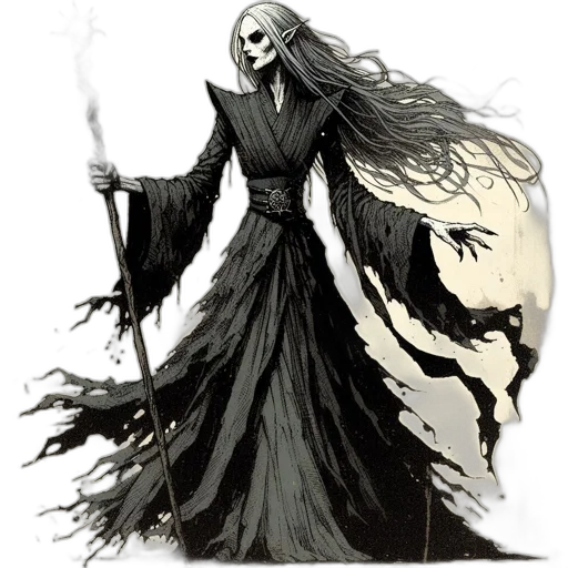 mask, staff, dress, creature, concept art, fantasy art, comic book art, pixel art transparent PNG cut-out