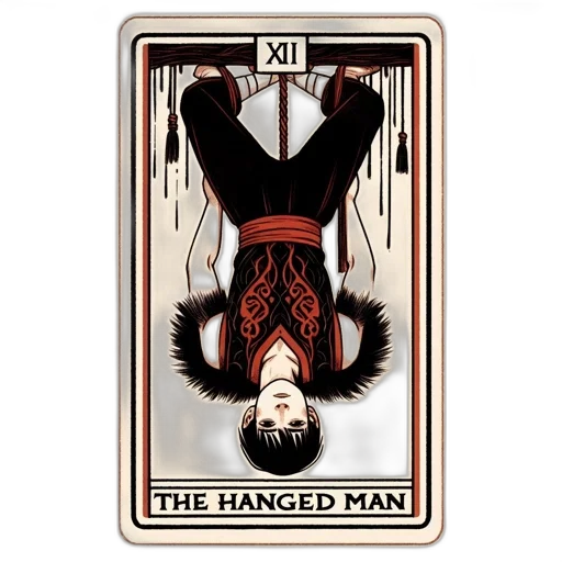 comic book art, concept art, tarot, card, illustration, shows, hanged, man transparent PNG cut-out