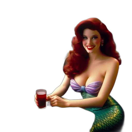 pixel art, photorealistic, fantasy art, concept art, underwater, woman, red, hair transparent PNG cut-out
