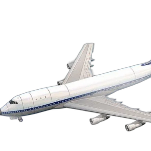 3d render, concept art, photorealistic, white, airplane, blue, accents, flying transparent PNG cut-out