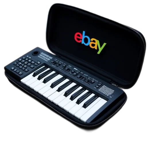 black, electronic, keyboard, displayed, open, case, white, blue transparent PNG cut-out