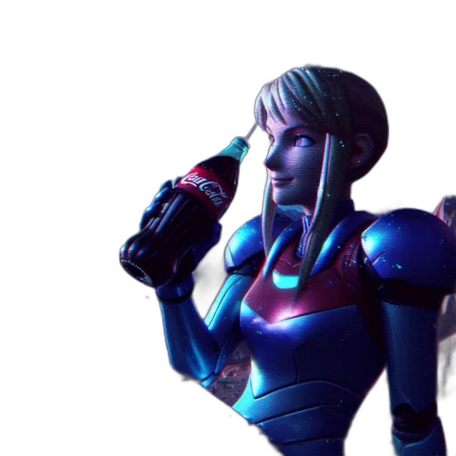 robot, weapon, cyberpunk, 3d render, concept art, vaporwave, neon lights, outer space transparent PNG cut-out