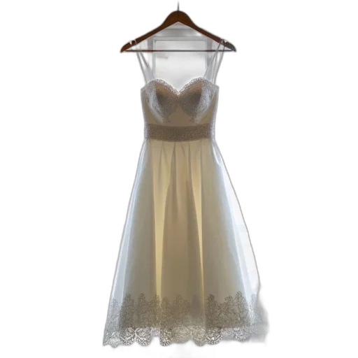 dress, 3d render, photorealistic, earth tones, white, lace, details, hanging transparent PNG cut-out