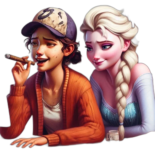 fantasy art, concept art, pixel art, comic book art, snow, fire, two, animated transparent PNG cut-out