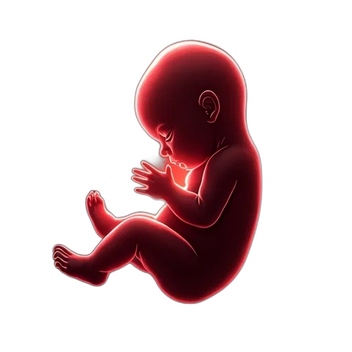 concept art, neon lights, digital, illustration, fetus, womb, depicted, red transparent PNG cut-out