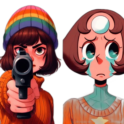 weapon, mask, hat, face, pixel art, concept art, comic book art, anime transparent PNG cut-out