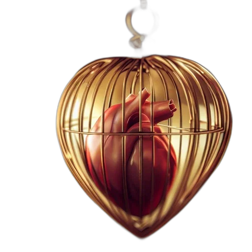 jewelry, photorealistic, ornate, heart, pendant, featuring, glowing, red transparent PNG cut-out