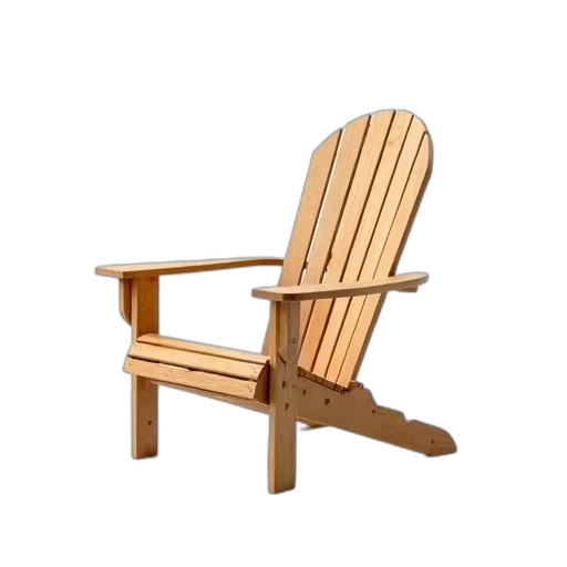 furniture, 3d render, photorealistic, wooden, adirondack, chair, straight, back transparent PNG cut-out