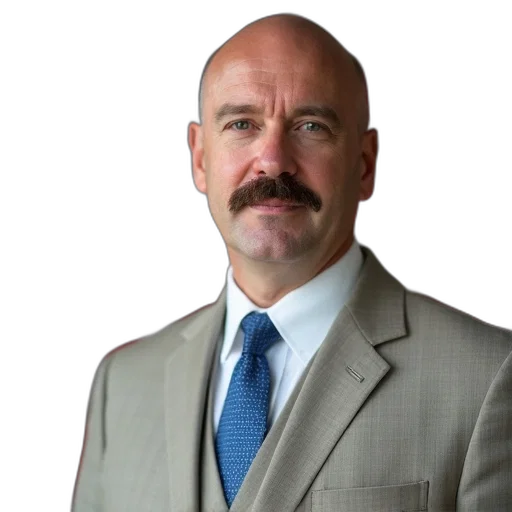 staff, man, bald, head, wearing, light-colored, suit, blue transparent PNG cut-out