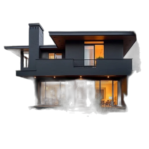 building, 3d render, photorealistic, concept art, pixel art, fog, dark, monochrome transparent PNG cut-out