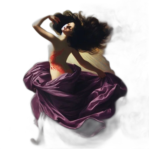 dress, hair, concept art, fantasy art, photorealistic, oil painting, underwater, fog transparent PNG cut-out