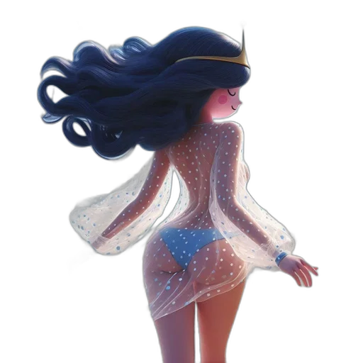 dress, hair, 3d render, concept art, fantasy art, cartoon, outer space, animated transparent PNG cut-out