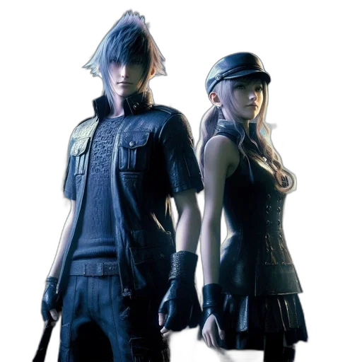 concept art, 3d render, cyberpunk, two, animated, individuals, stand, under transparent PNG cut-out