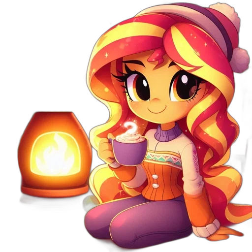 pixel art, fantasy art, cartoon, concept art, fire, snow, golden, sunset transparent PNG cut-out