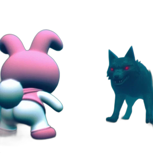 creature, animal, 3d render, concept art, vaporwave, pixel art, pastel, dark transparent PNG cut-out