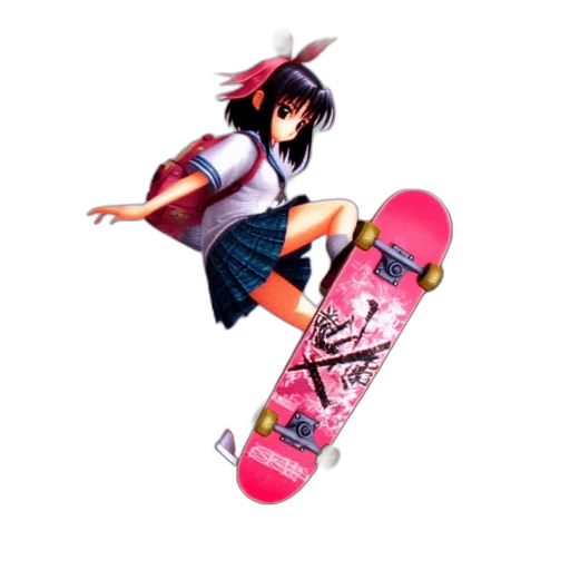 anime, concept art, vaporwave, photorealistic, animated, woman, performs, trick transparent PNG cut-out